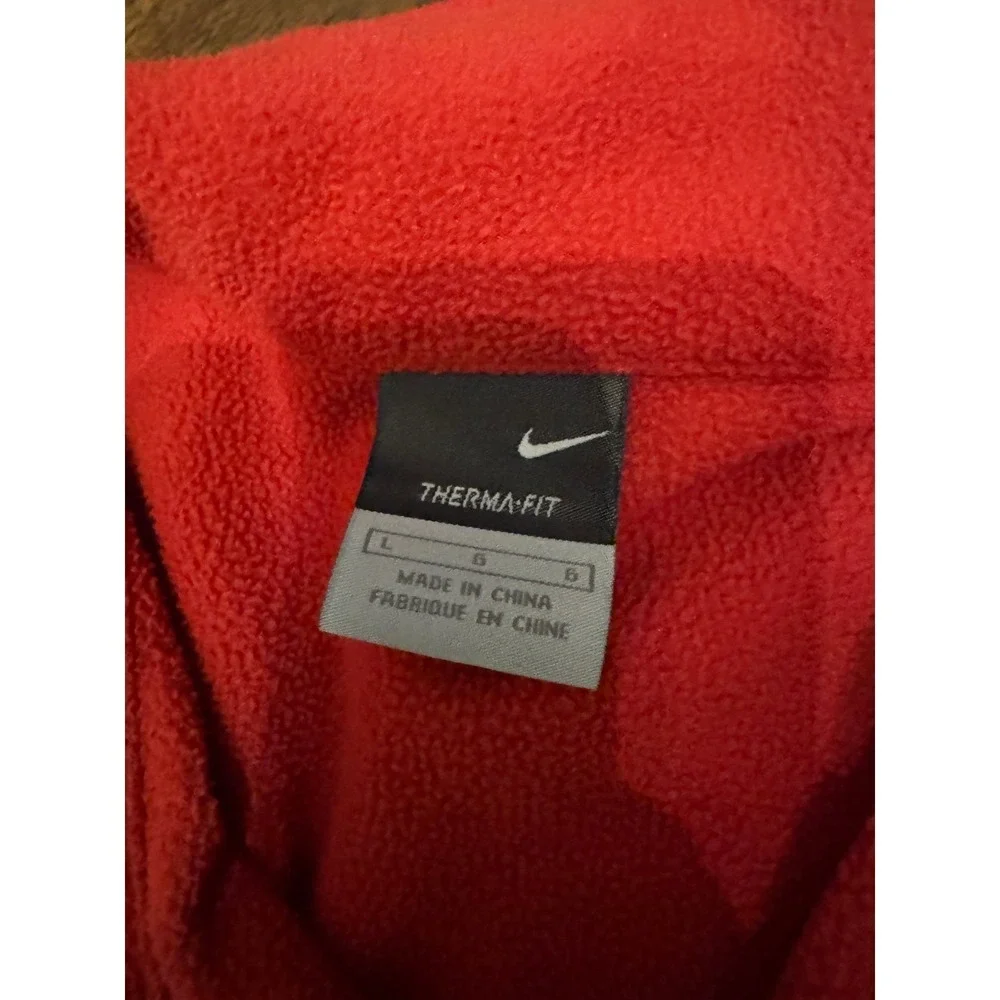 Nike Therma-FIT Mens Large Red Quarter Zip Fleece Pullover Jacket L